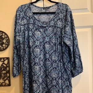 American Eagle blue long sleeve mini print dress